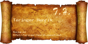 Teringer Henrik névjegykártya